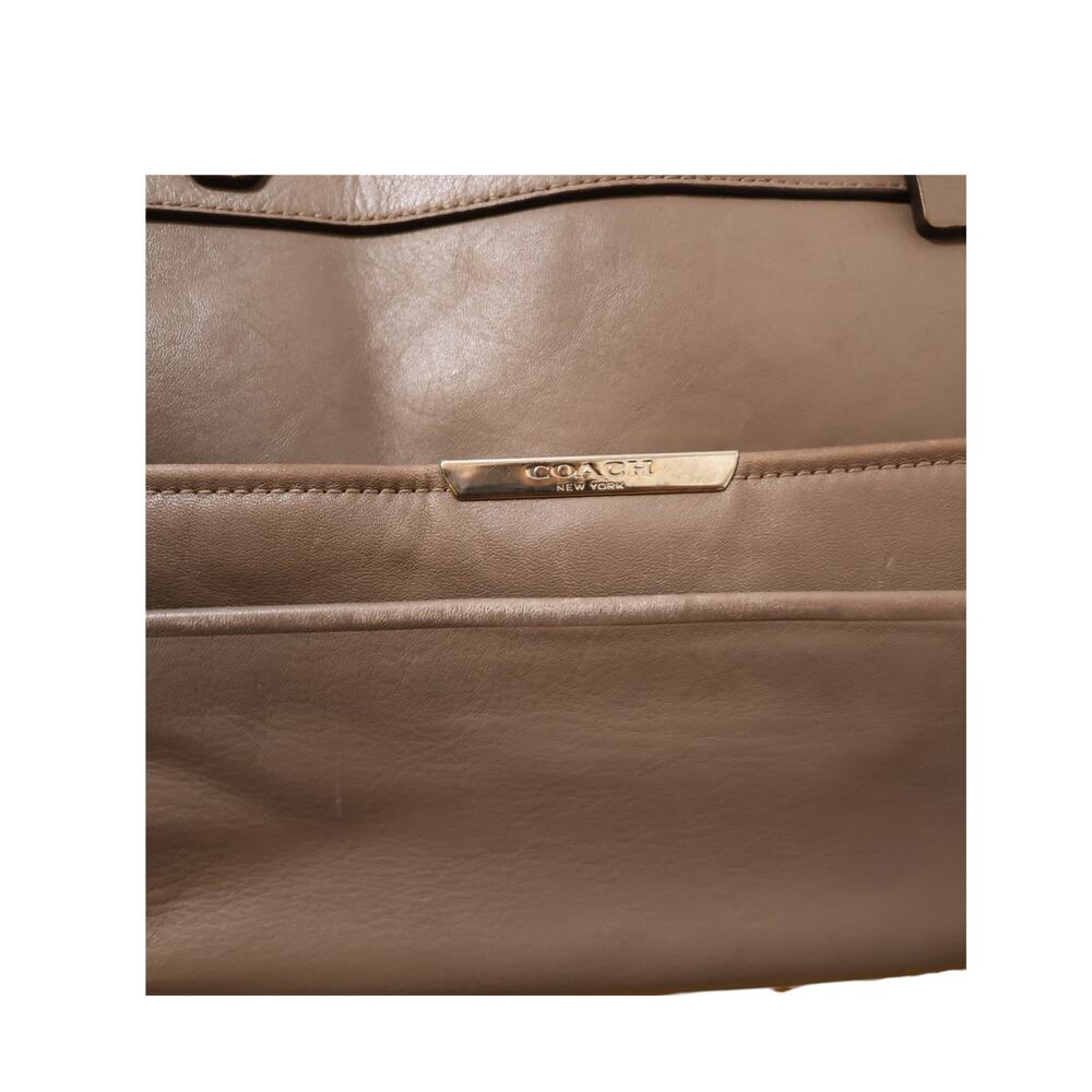 Coach School Bag Taupe Leather Satchel Tote Bag Gold Hardware Distressed AS IS - Picture 4 of 16